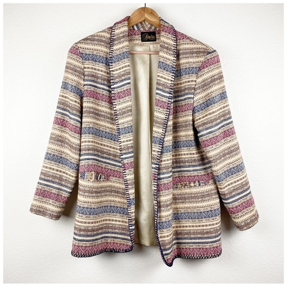 David Paul Vintage‎ Printed Tweed Blazer Size Medium - Picture 1 of 9